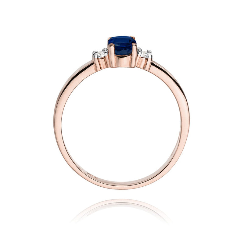 Inel Aur 14K cu Safir 0.70 ct si Diamante Naturale 0.08 ct, imaginea 10 din 10