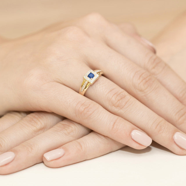 Inel Aur 14K cu Safir 0.20 ct si Diamante Naturale 0.14 ct, imaginea 4 din 10