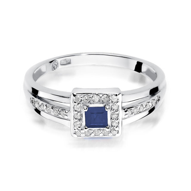 Inel Aur 14K cu Safir 0.20 ct si Diamante Naturale 0.14 ct, imaginea 6 din 10