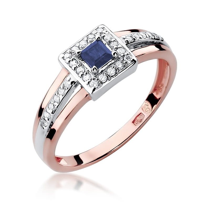 Inel Aur 14K cu Safir 0.20 ct si Diamante Naturale 0.14 ct, imaginea 8 din 10