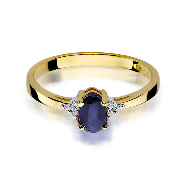 Inel Aur 14K cu Safir 0.70 ct si Diamante Naturale 0.05 ct, imaginea 2 din 10
