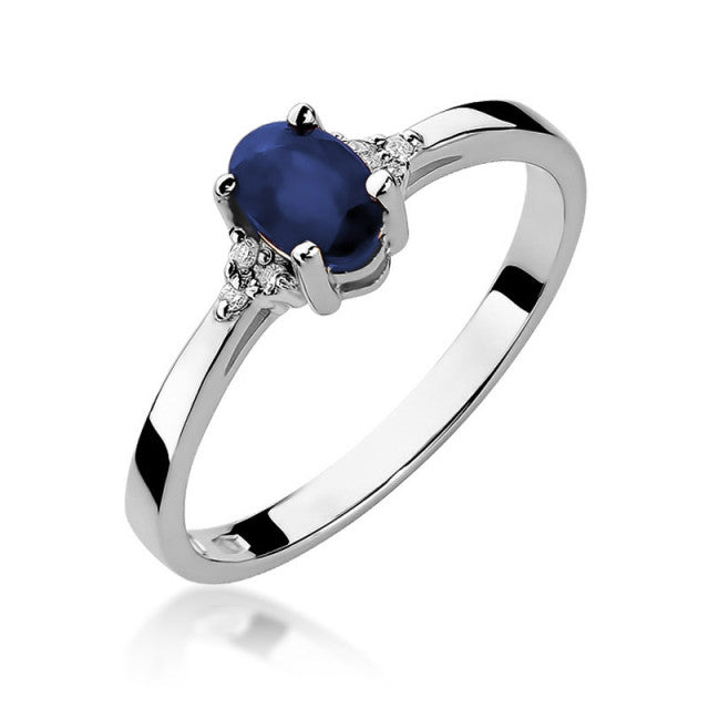 Inel Aur 14K cu Safir 0.70 ct si Diamante Naturale 0.05 ct, imaginea 5 din 10