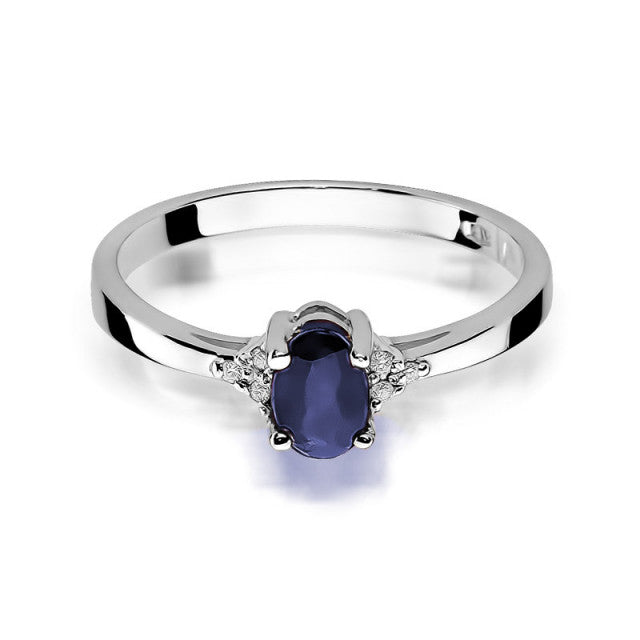Inel Aur 14K cu Safir 0.70 ct si Diamante Naturale 0.05 ct, imaginea 6 din 10