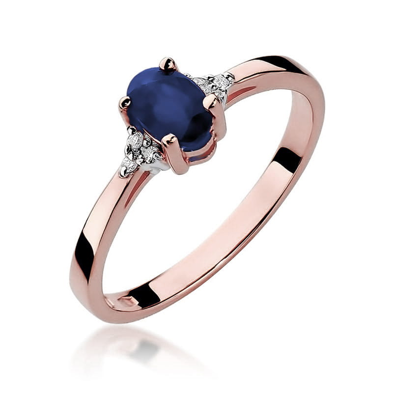 Inel Aur 14K cu Safir 0.70 ct si Diamante Naturale 0.05 ct, imaginea 8 din 10
