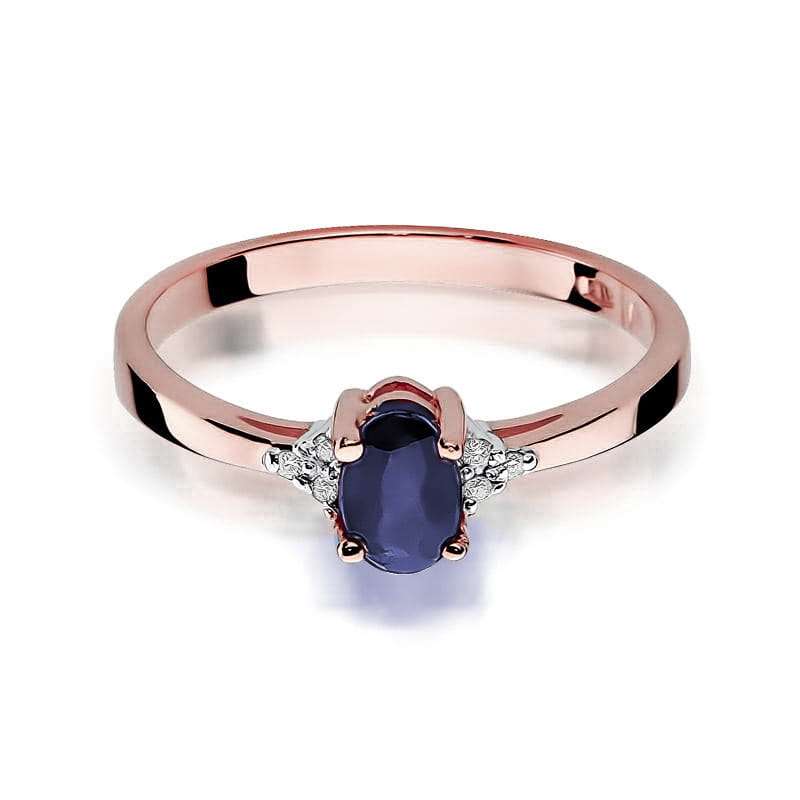 Inel Aur 14K cu Safir 0.70 ct si Diamante Naturale 0.05 ct, imaginea 9 din 10