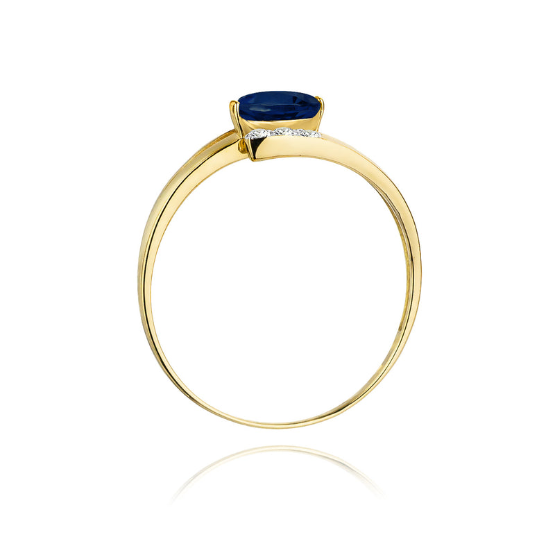 Inel Aur 14K cu Safir 0.70 ct si Diamante Naturale 0.05 ct, imaginea 3 din 11
