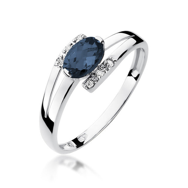 Inel Aur 14K cu Safir 0.70 ct si Diamante Naturale 0.05 ct, imaginea 4 din 11