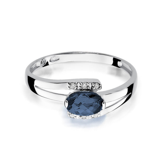 Inel Aur 14K cu Safir 0.70 ct si Diamante Naturale 0.05 ct, imaginea 5 din 11