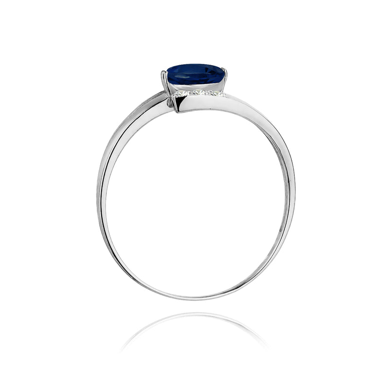 Inel Aur 14K cu Safir 0.70 ct si Diamante Naturale 0.05 ct, imaginea 6 din 11