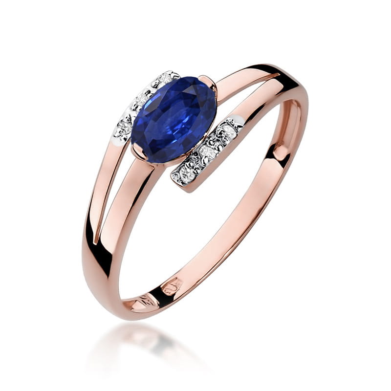 Inel Aur 14K cu Safir 0.70 ct si Diamante Naturale 0.05 ct, imaginea 8 din 11