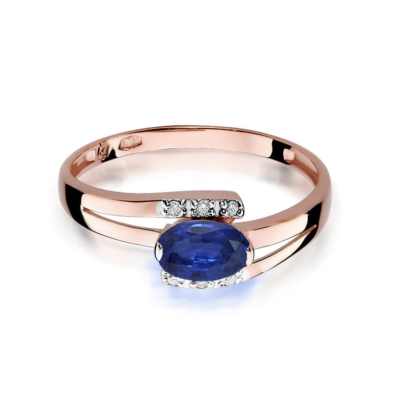 Inel Aur 14K cu Safir 0.70 ct si Diamante Naturale 0.05 ct, imaginea 9 din 11