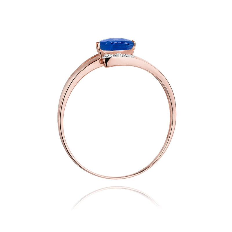 Inel Aur 14K cu Safir 0.70 ct si Diamante Naturale 0.05 ct, imaginea 10 din 11