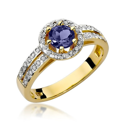 Inel Aur 14K cu Safir 0.50 ct si Diamante Naturale 0.20 ct