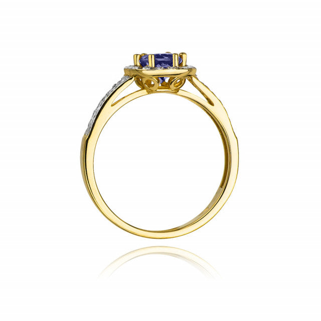 Inel Aur 14K cu Safir 0.50 ct si Diamante Naturale 0.20 ct, imaginea 3 din 11