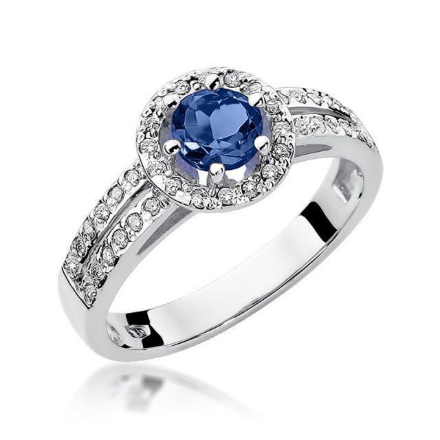 Inel Aur 14K cu Safir 0.50 ct si Diamante Naturale 0.20 ct, imaginea 5 din 11