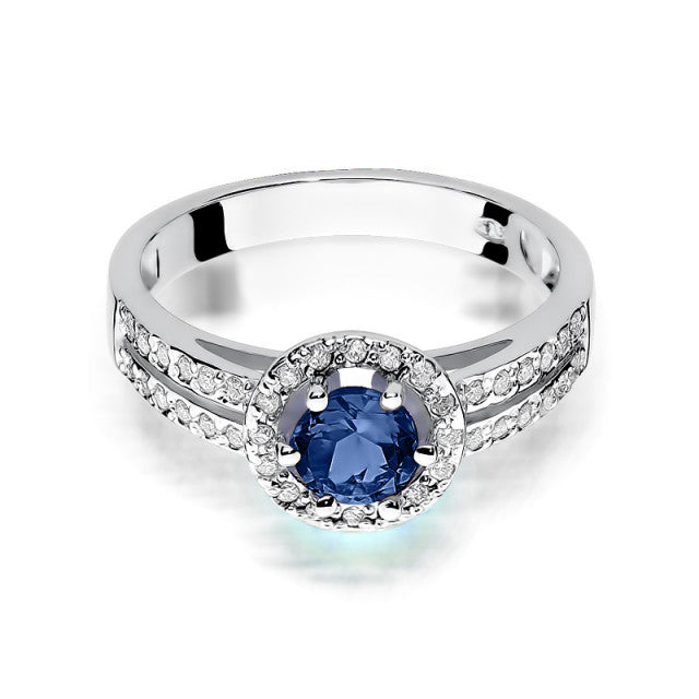 Inel Aur 14K cu Safir 0.50 ct si Diamante Naturale 0.20 ct, imaginea 6 din 11