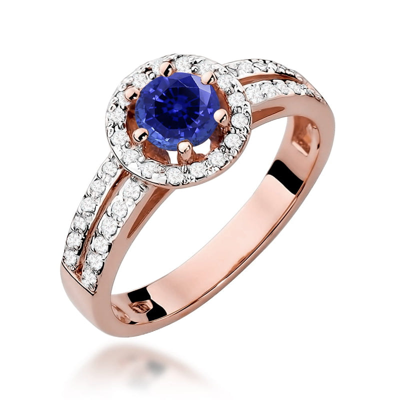 Inel Aur 14K cu Safir 0.50 ct si Diamante Naturale 0.20 ct, imaginea 8 din 11