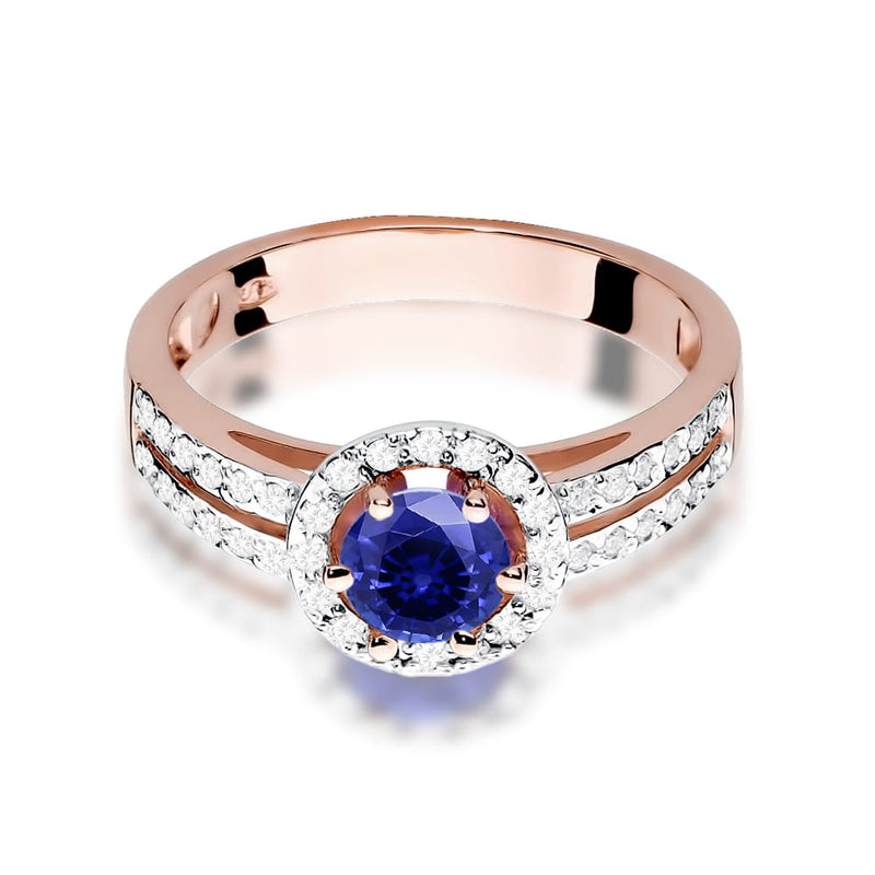 Inel Aur 14K cu Safir 0.50 ct si Diamante Naturale 0.20 ct, imaginea 9 din 11