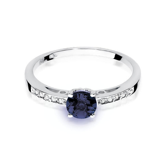Inel Aur 14K cu Safir 0.50 ct si Diamante Naturale 0.05 ct, imaginea 3 din 11