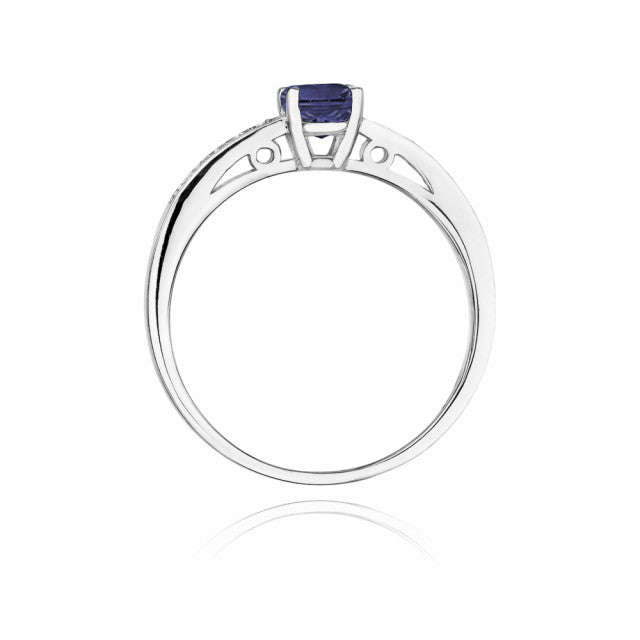 Inel Aur 14K cu Safir 0.50 ct si Diamante Naturale 0.05 ct, imaginea 4 din 11