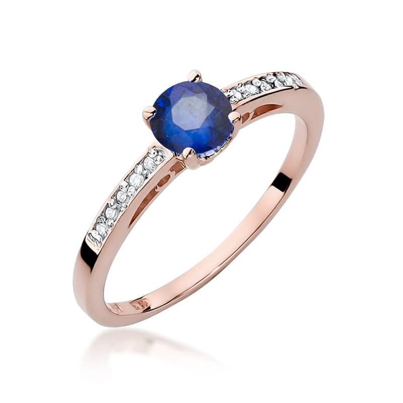 Inel Aur 14K cu Safir 0.50 ct si Diamante Naturale 0.05 ct, imaginea 5 din 11