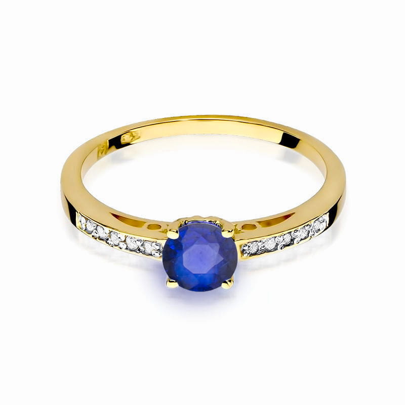 Inel Aur 14K cu Safir 0.50 ct si Diamante Naturale 0.05 ct, imaginea 10 din 11