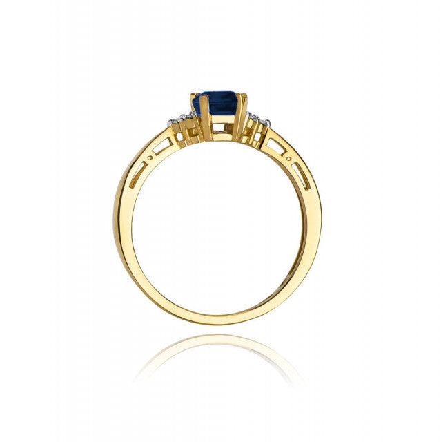 Inel Aur 14K cu Safir 0.60 ct si Diamante Naturale 0.03 ct, imaginea 3 din 11