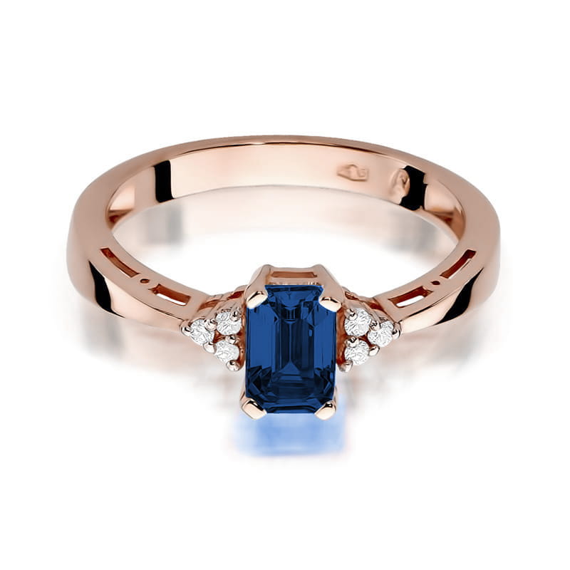 Inel Aur 14K cu Safir 0.60 ct si Diamante Naturale 0.03 ct, imaginea 9 din 11