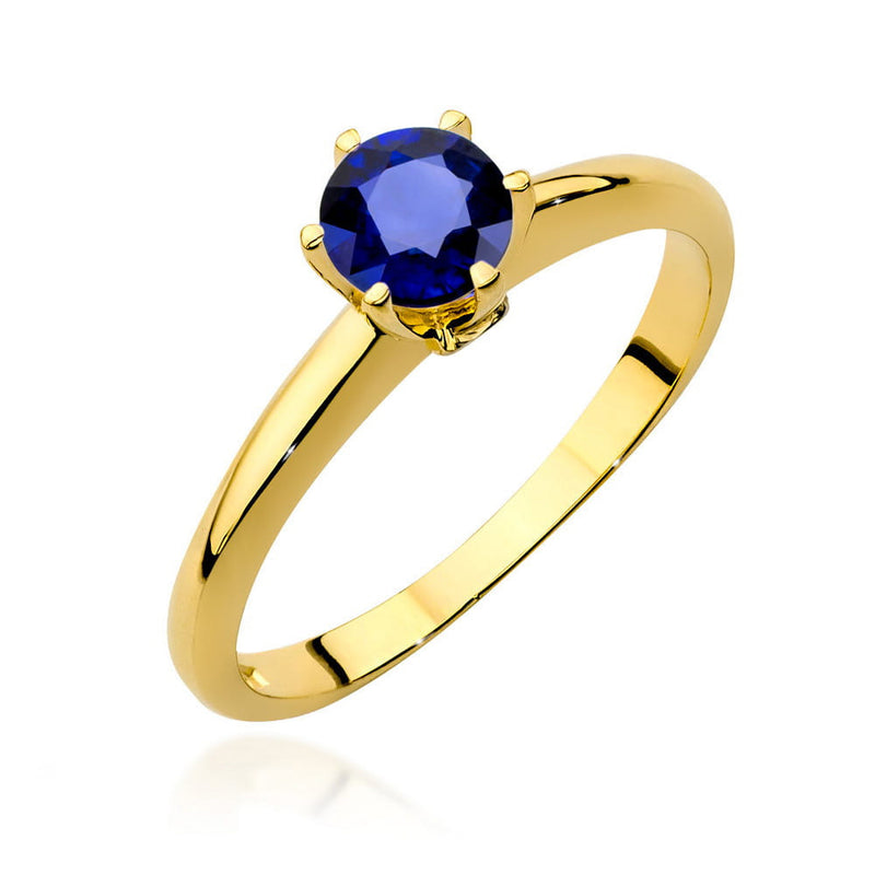 Inel Aur 14K cu Safir 0.50 ct si Diamante Naturale 0.04 ct — Aur galben