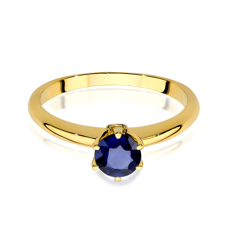 Inel Aur 14K cu Safir 0.50 ct si Diamante Naturale 0.04 ct, imaginea 2 din 11