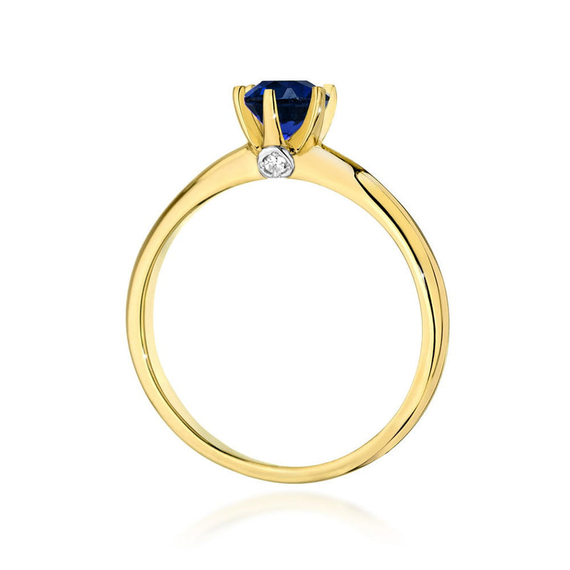 Inel Aur 14K cu Safir 0.50 ct si Diamante Naturale 0.04 ct, imaginea 3 din 11