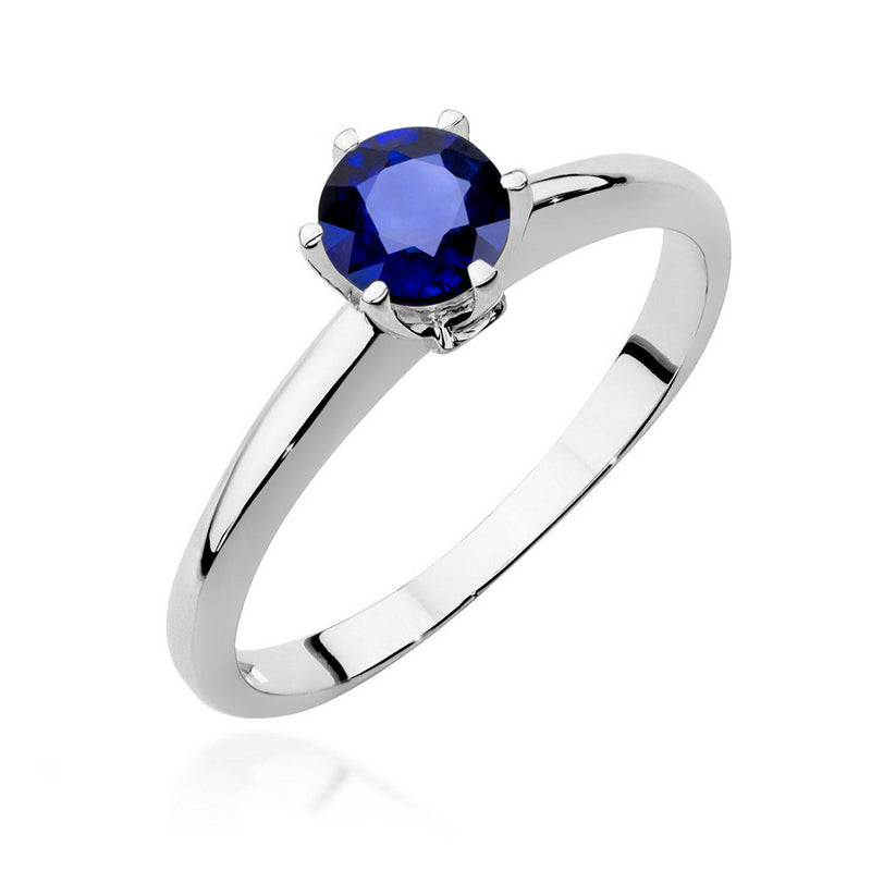 Inel Aur 14K cu Safir 0.50 ct si Diamante Naturale 0.04 ct, imaginea 5 din 11