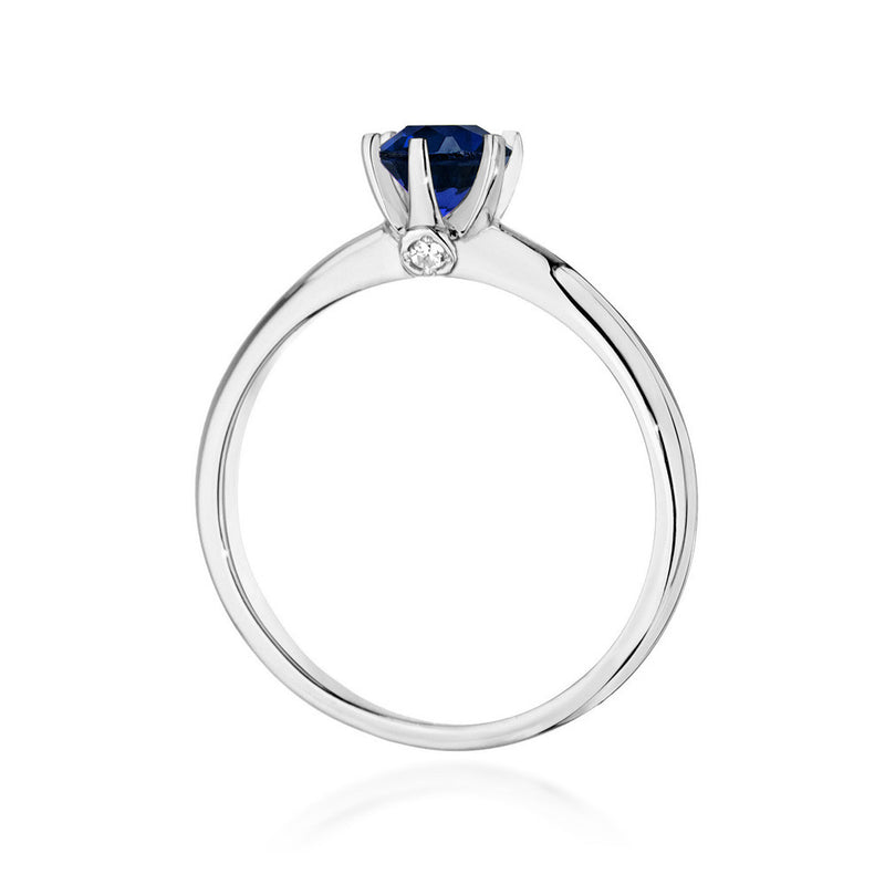 Inel Aur 14K cu Safir 0.50 ct si Diamante Naturale 0.04 ct, imaginea 7 din 11