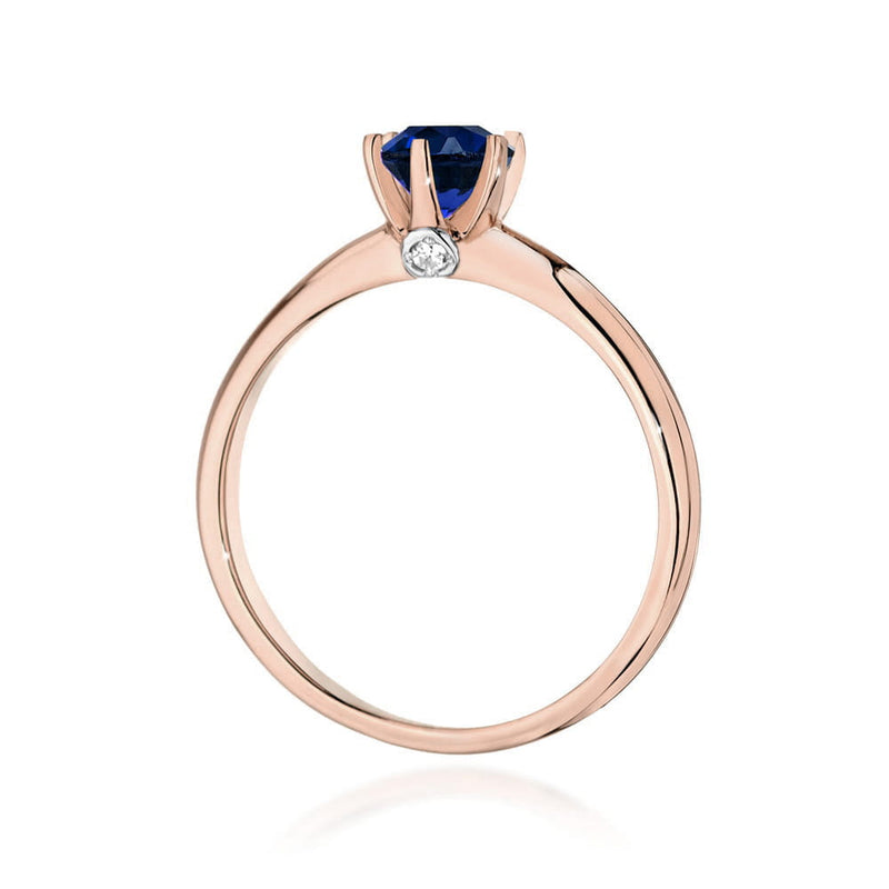 Inel Aur 14K cu Safir 0.50 ct si Diamante Naturale 0.04 ct, imaginea 10 din 11