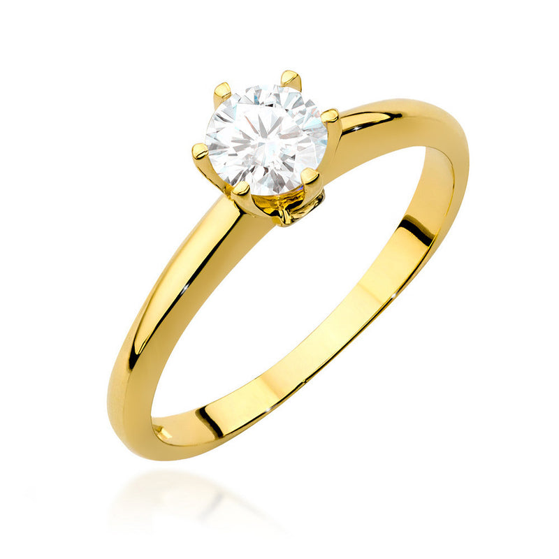Inel Aur 14K cu White Sapphire 0.60 ct si Diamante Naturale 0.04 ct — Aur galben