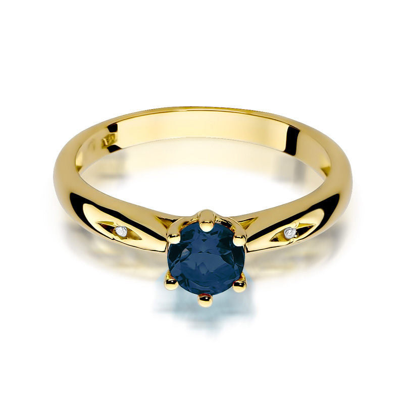 Inel Aur 14K cu Safir 0.50 ct si Diamante Naturale 0.01 ct, imaginea 2 din 10