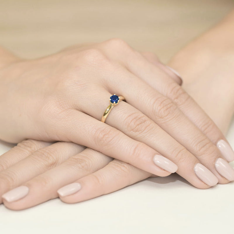 Inel Aur 14K cu Safir 0.50 ct si Diamante Naturale 0.01 ct, imaginea 4 din 10