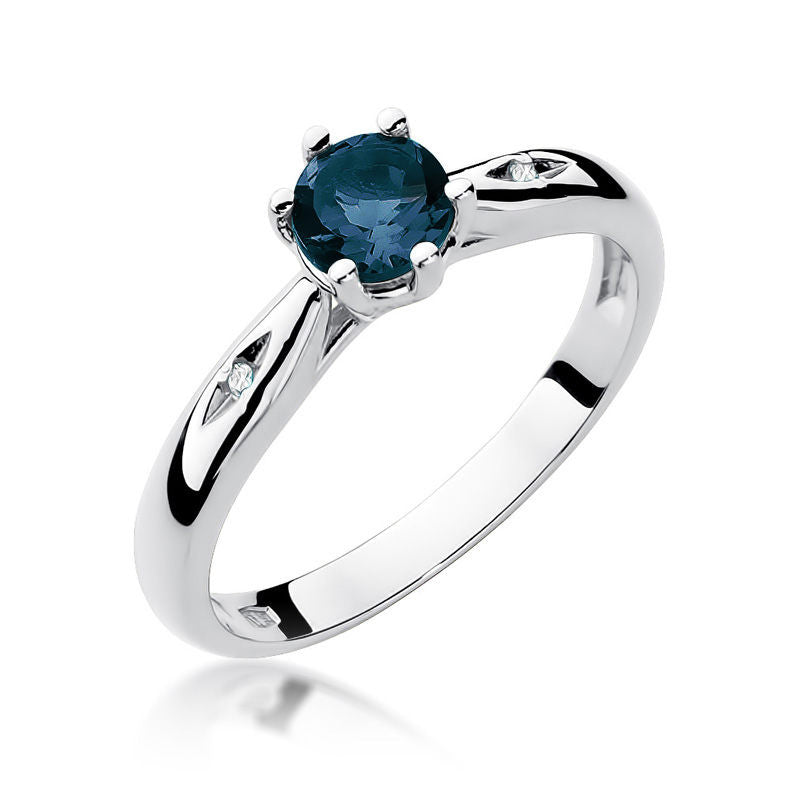 Inel Aur 14K cu Safir 0.50 ct si Diamante Naturale 0.01 ct, imaginea 5 din 10