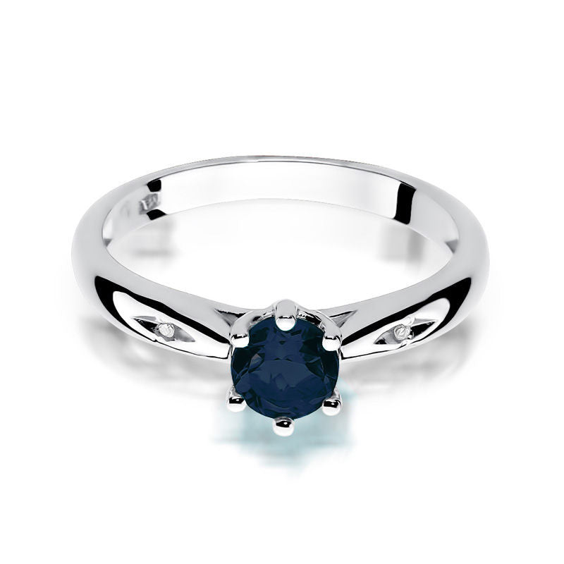 Inel Aur 14K cu Safir 0.50 ct si Diamante Naturale 0.01 ct, imaginea 6 din 10