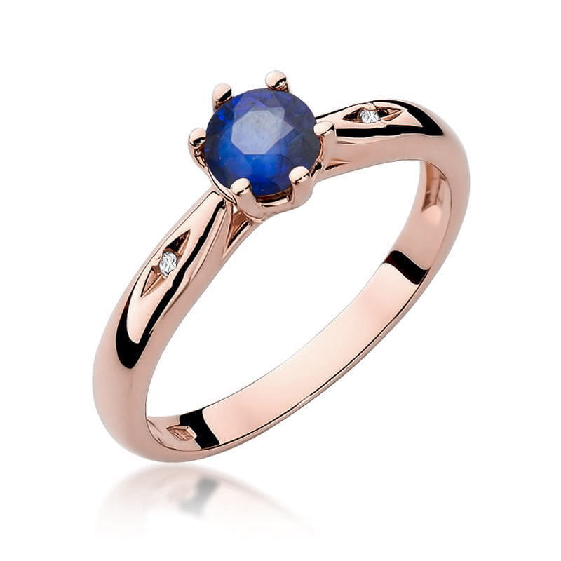 Inel Aur 14K cu Safir 0.50 ct si Diamante Naturale 0.01 ct, imaginea 8 din 10
