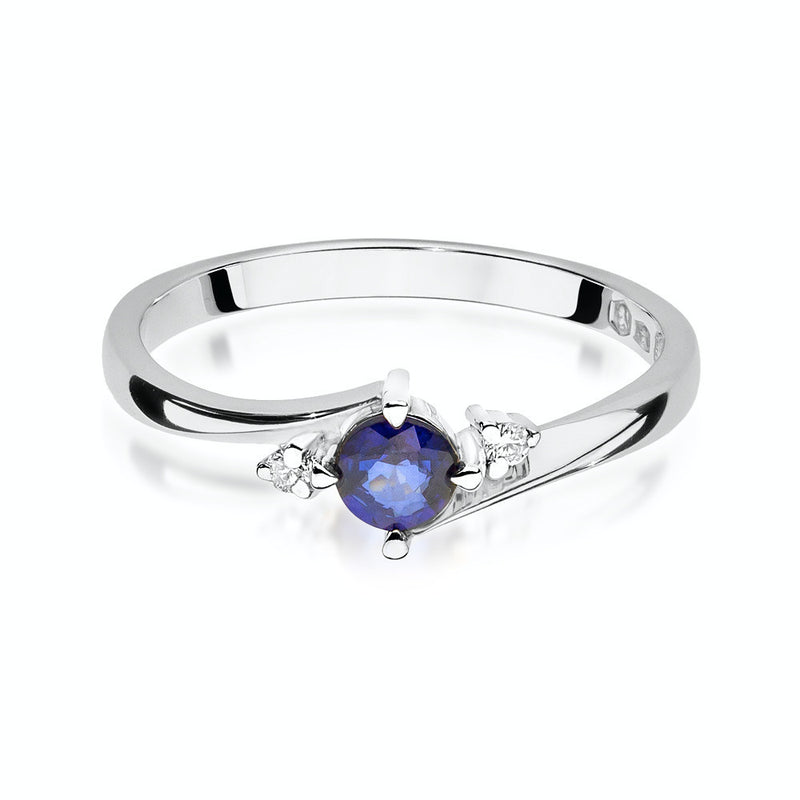 Inel Aur 14K cu Safir 0.30 ct si Diamante Naturale 0.03 ct, imaginea 5 din 5