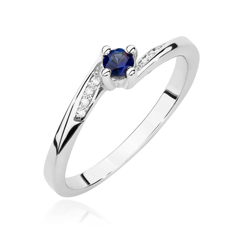 Inel Aur 14K cu Safir 0.15 ct si Diamante Naturale 0.04 ct, imaginea 5 din 12