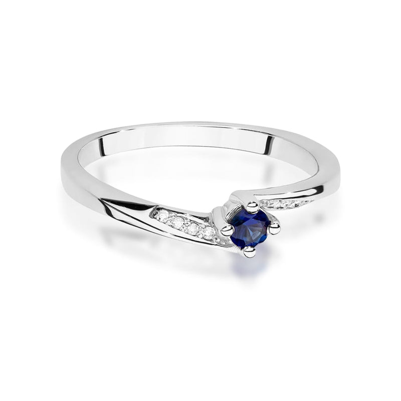 Inel Aur 14K cu Safir 0.15 ct si Diamante Naturale 0.04 ct, imaginea 6 din 12