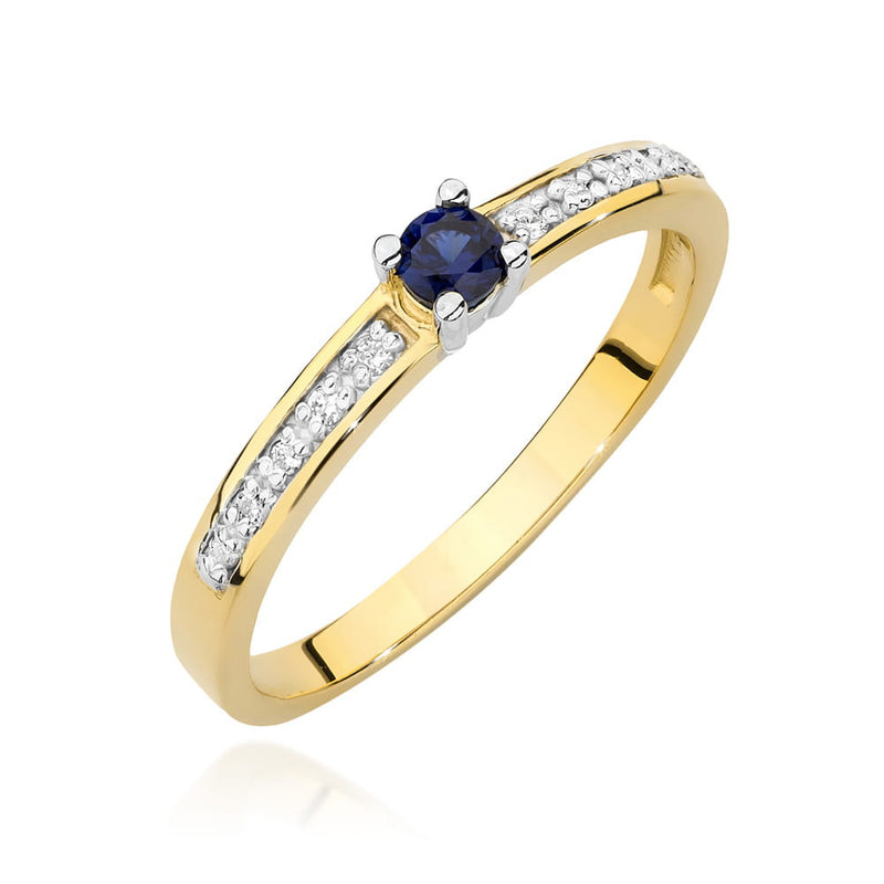 Inel Aur 14K cu Safir 0.15 ct si Diamante Naturale 0.05 ct — Aur galben