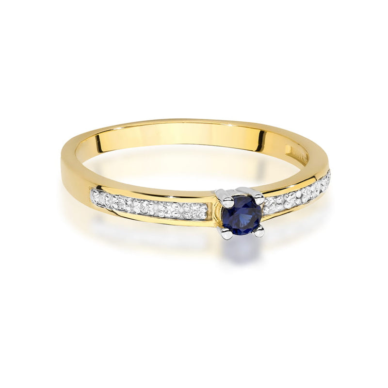 Inel Aur 14K cu Safir 0.15 ct si Diamante Naturale 0.05 ct, imaginea 2 din 12