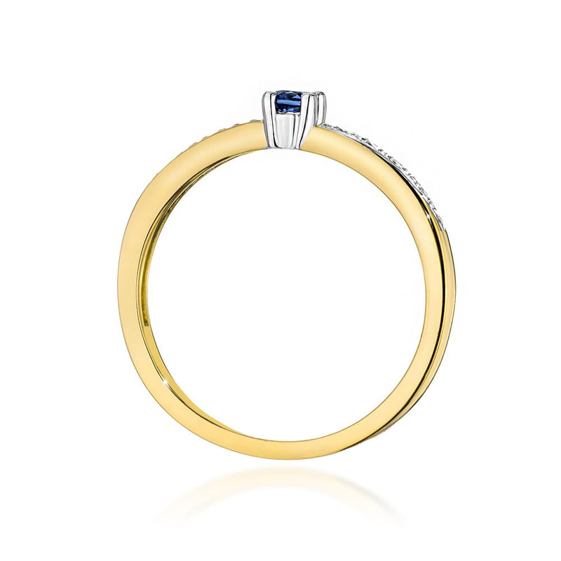 Inel Aur 14K cu Safir 0.15 ct si Diamante Naturale 0.05 ct, imaginea 3 din 12