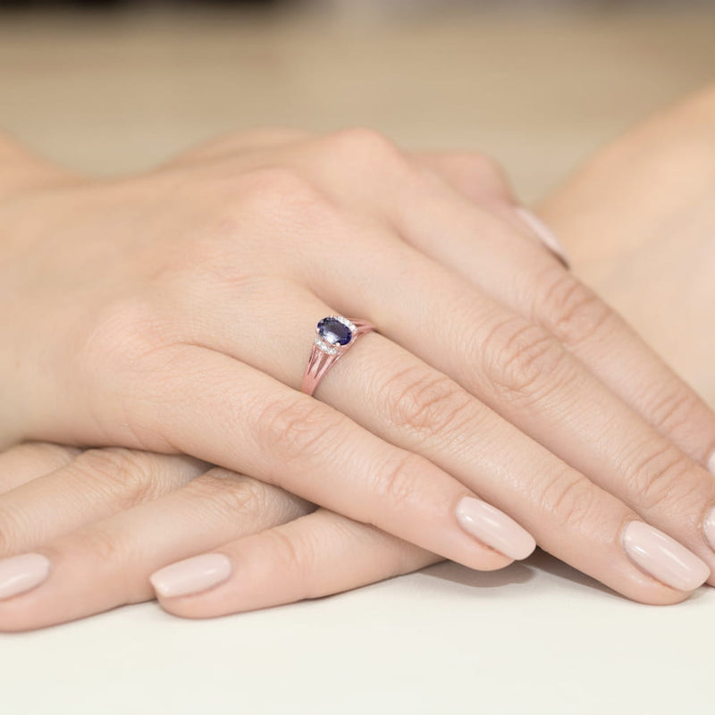 Inel Aur 14K cu Safir 0.70 ct si Diamante Naturale 0.05 ct, imaginea 11 din 11