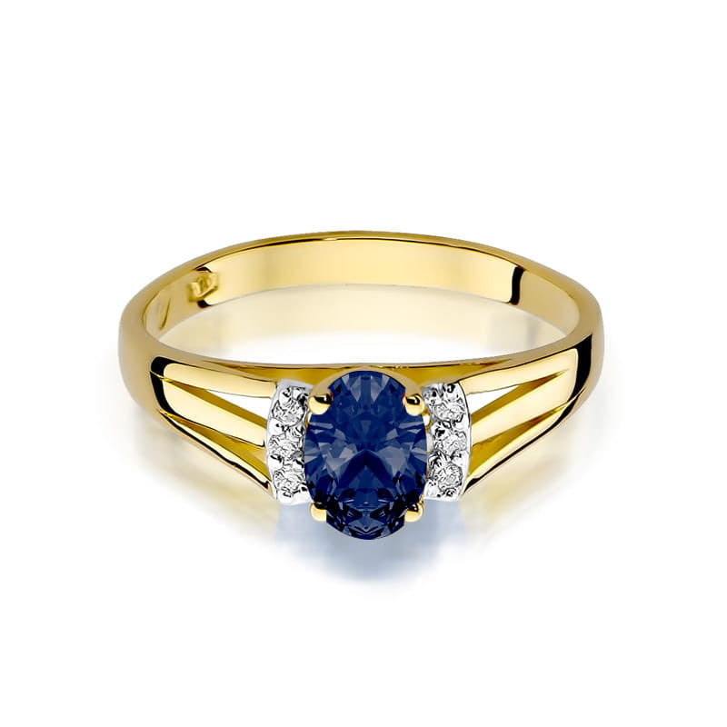 Inel Aur 14K cu Safir 0.70 ct si Diamante Naturale 0.05 ct, imaginea 2 din 11
