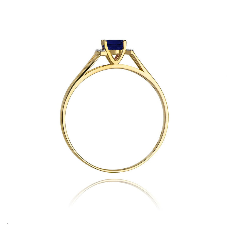 Inel Aur 14K cu Safir 0.70 ct si Diamante Naturale 0.05 ct, imaginea 3 din 11