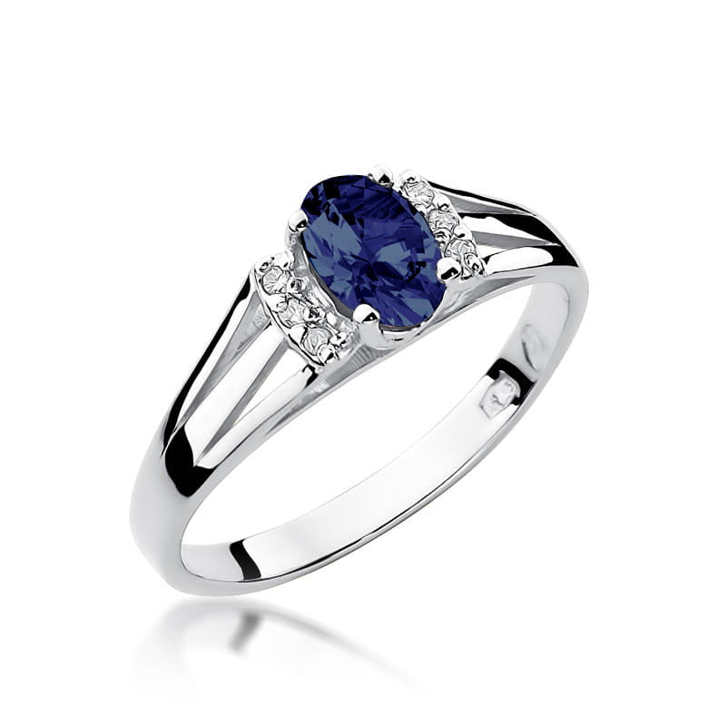 Inel Aur 14K cu Safir 0.70 ct si Diamante Naturale 0.05 ct, imaginea 4 din 11